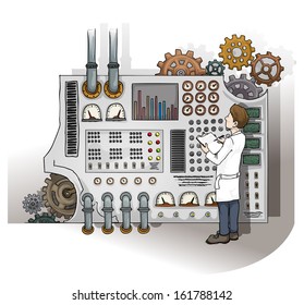 Large complicated device, vector illustration