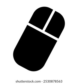 A large computer mouse symbol in the center. Isolated black symbol