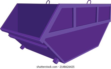 A large container for garbage or something else, purple in color. Isolated, without background. Vector graphics.