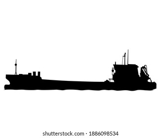 Large container ship is sailing on the sea. Isolated object on white background