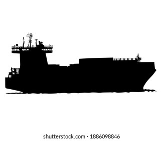 Large container ship is sailing on the sea. Isolated object on white background