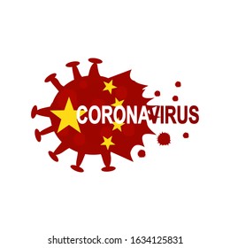 A large coronavirus bacterium against the background of the red flag of China. virus 2019-nCoV