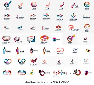 Large corporate company logo collection. Universal icon set for various ideas. Vector illustration
