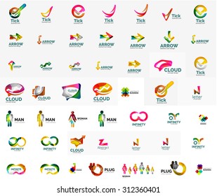 Large corporate company logo collection. Universal icon set for various ideas. Vector illustration