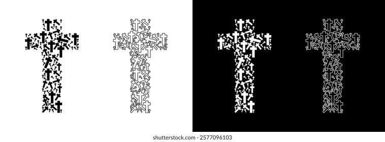A large cross assembled from many crosses. Illustration of salvation.