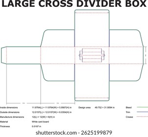 Large Cross Divider Box Die Cut Template Blueprint For Packaging Design