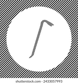 A large crowbar symbol in the center as a hatch of black lines on a white circle. Interlaced effect. Seamless pattern with striped black and white diagonal slanted lines