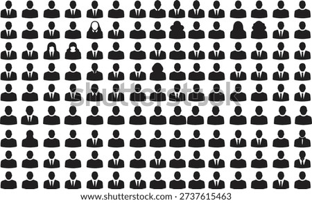 Large crowd of diverse people icons with men and women in business attire