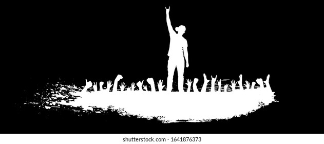 Large crowd of many people together in party rap concert Vector illustration