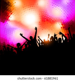 Large crowd of party people - vector background.