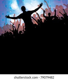 Large crowd of party people - vector background.