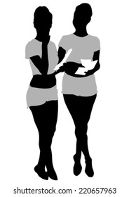 Large crowd of young girls on white background