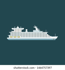 Large cruise ship. Vector illustration isolated on dark background