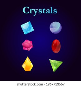 large crystals for game. Set icons.
