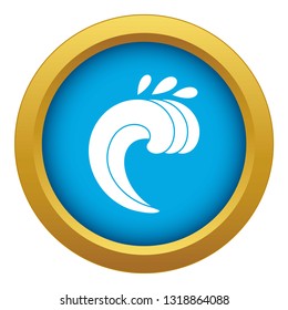 Large curling wave icon blue vector isolated on white background for any design