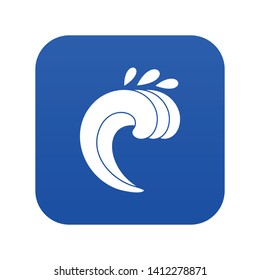 Large curling wave icon digital blue for any design isolated on white vector illustration