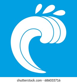 Large curling wave icon white isolated on blue background vector illustration