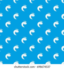 Large curling wave pattern repeat seamless in blue color for any design. Vector geometric illustration