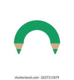 Large curved flexible pencil sharpened on both sides. Semicircular shape.