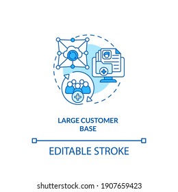 Large customer base concept icon. Cloud-computing product idea thin line illustration. Providing value to existing customers. Vector isolated outline RGB color drawing. Editable stroke