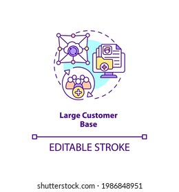 Large customer base concept icon. Cloud-computing product idea thin line illustration. Effective customer acquisition strategy. Vector isolated outline RGB color drawing. Editable stroke