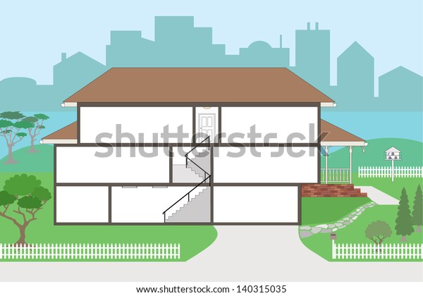 Large Cutaway House Ready Decorate Please Stock Vector (Royalty Free ...