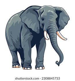 Large cute elephant standing over white