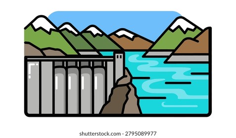 Large dam on a body water