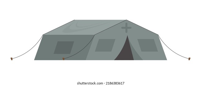 Large Dark Green Tent. Isolated. Vector Illustration.