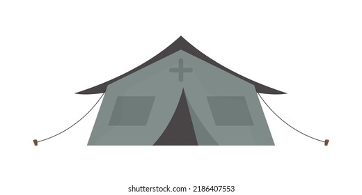 Large Dark Green Tent. Isolated. Vector Illustration.