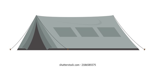 Large Dark Green Tent. Isolated. Vector Illustration.