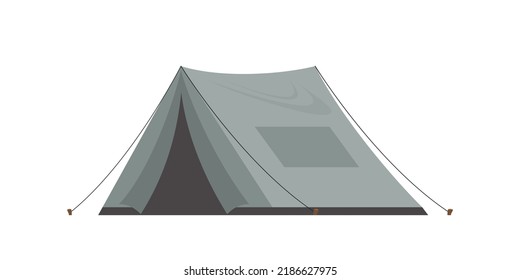 Large Dark Green Tent. Isolated. Vector Illustration.