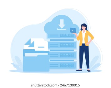 Large data file download trending concept flat illustration