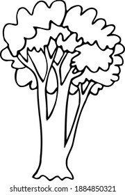Large deciduous tree. One element in the forest doodle set. Hand drawn vector illustration for children
