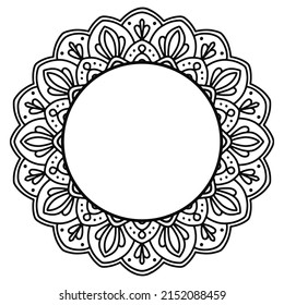 Large Decorative Mandala Circle Frame Design On White Background For Printing, Cutting And Paper Crafts.