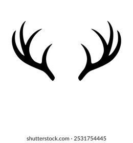 A large deer horns symbol in the center. Isolated black symbol. Vector illustration on white background