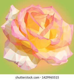  large delicate cream rose in low poly style on a light green gradient background
