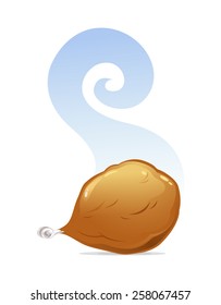 Large delicious chicken ham on white background. Illustration