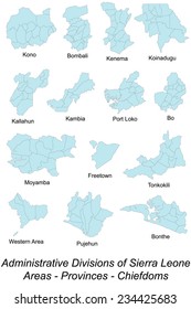 Large and detailed area maps of Sierra Leone with chiefdoms.