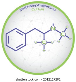 Große und detaillierte Infografik des Methamphetaminmoleküls