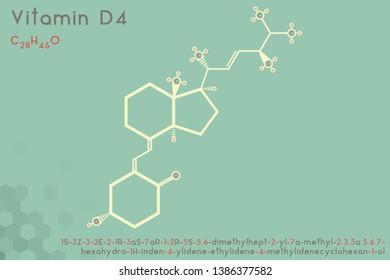Large and detailed infographic of the molecule of Vitamin D4.