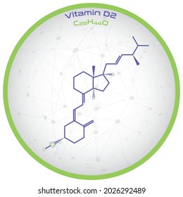 Large and detailed infographic of the molecule of Vitamin D2