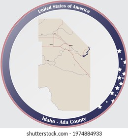 Large and detailed map of Ada county in Idaho, USA.