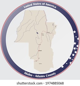Large and detailed map of Adams county in Idaho, USA.