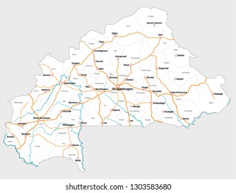 Large and detailed map of the african state of Burkina Faso

