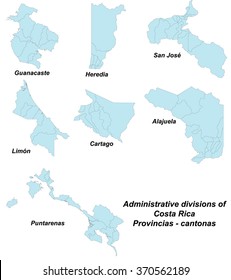 Large and detailed map of all provinces in Costa Rica.