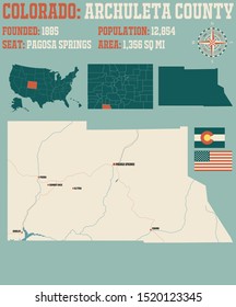 Large and detailed map of Archuleta county in Colorado, USA.