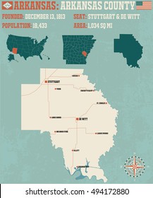 Large And Detailed Map Of Arkansas County In Arkansas