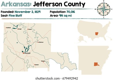 Large and detailed map of Arkansas - Jefferson county