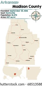 Large and detailed map of Arkansas - Madison county